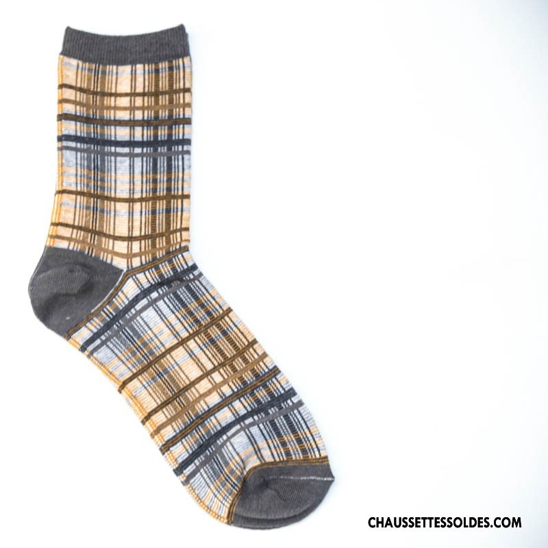 Chaussettes Mi Hautes Homme L'automne Tendance 100% Coton Nation Milieu Rétro Marron / Brun