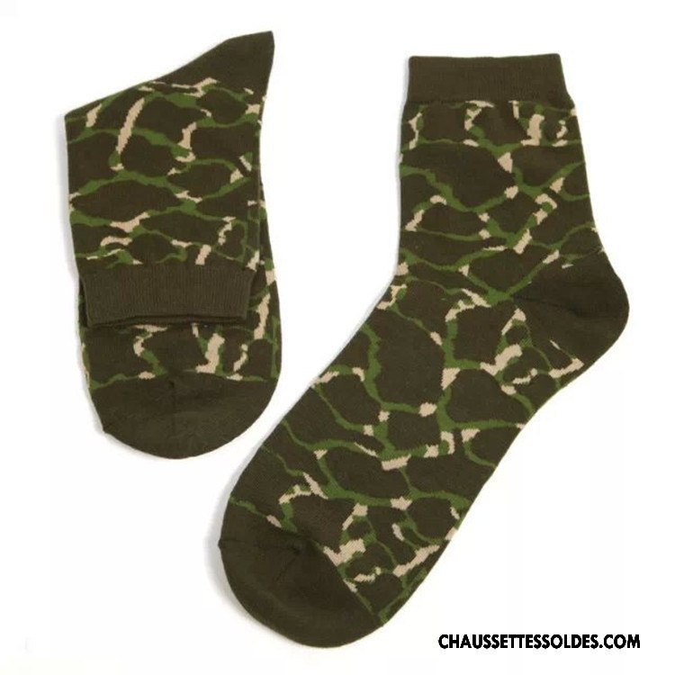 Chaussettes Mi Hautes Homme Le Nouveau Anti-odeur Hiver Coton Bio Milieu Camouflage Couleurs Mixtes Bleu Vert