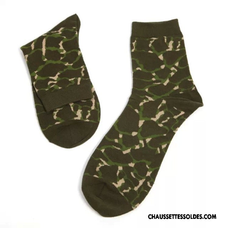 Chaussettes Mi Hautes Homme Le Nouveau Anti-odeur Hiver Coton Bio Milieu Camouflage Couleurs Mixtes Bleu Vert