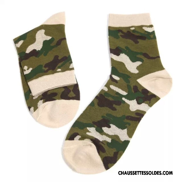 Chaussettes Mi Hautes Homme Le Nouveau Anti-odeur Hiver Coton Bio Milieu Camouflage Couleurs Mixtes Bleu Vert