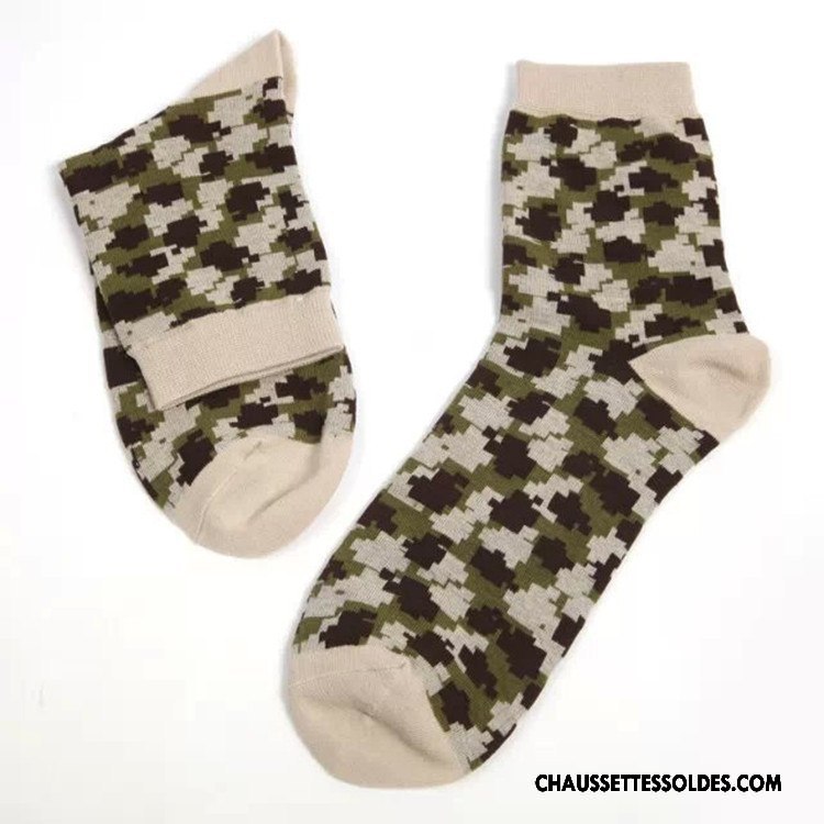 Chaussettes Mi Hautes Homme Le Nouveau Anti-odeur Hiver Coton Bio Milieu Camouflage Couleurs Mixtes Bleu Vert