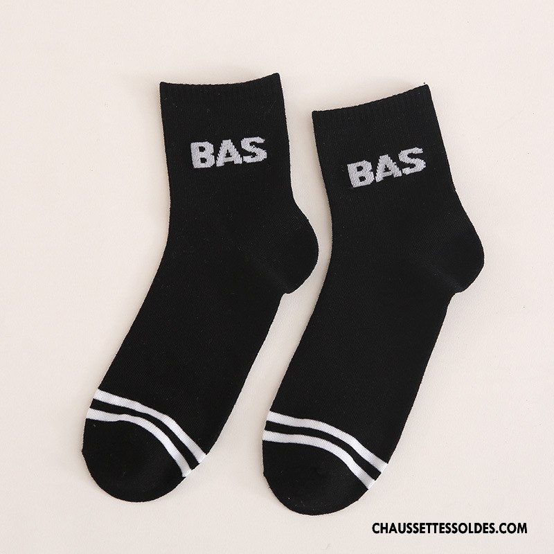 Chaussettes Mi Hautes Homme Le Nouveau L'automne Lettre 100% Coton Casual Hiver Noir