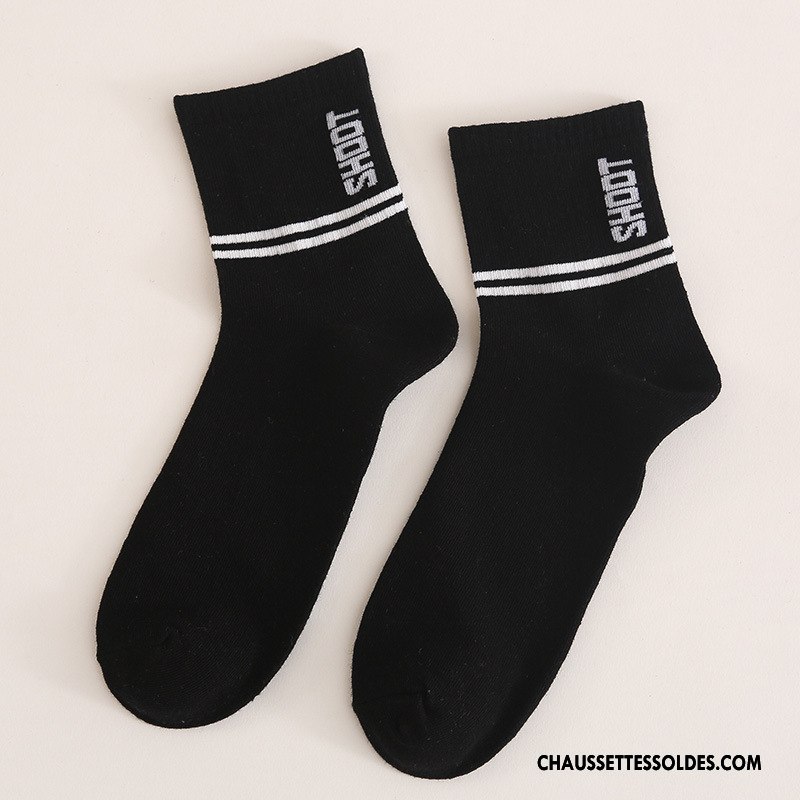 Chaussettes Mi Hautes Homme Le Nouveau L'automne Lettre 100% Coton Casual Hiver Noir
