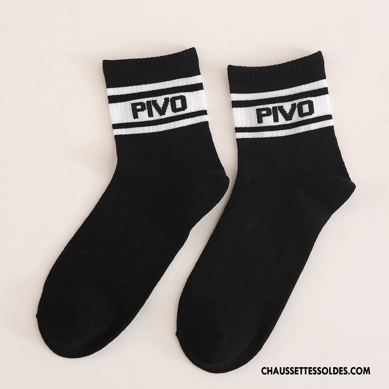 Chaussettes Mi Hautes Homme Le Nouveau L'automne Lettre 100% Coton Casual Hiver Noir