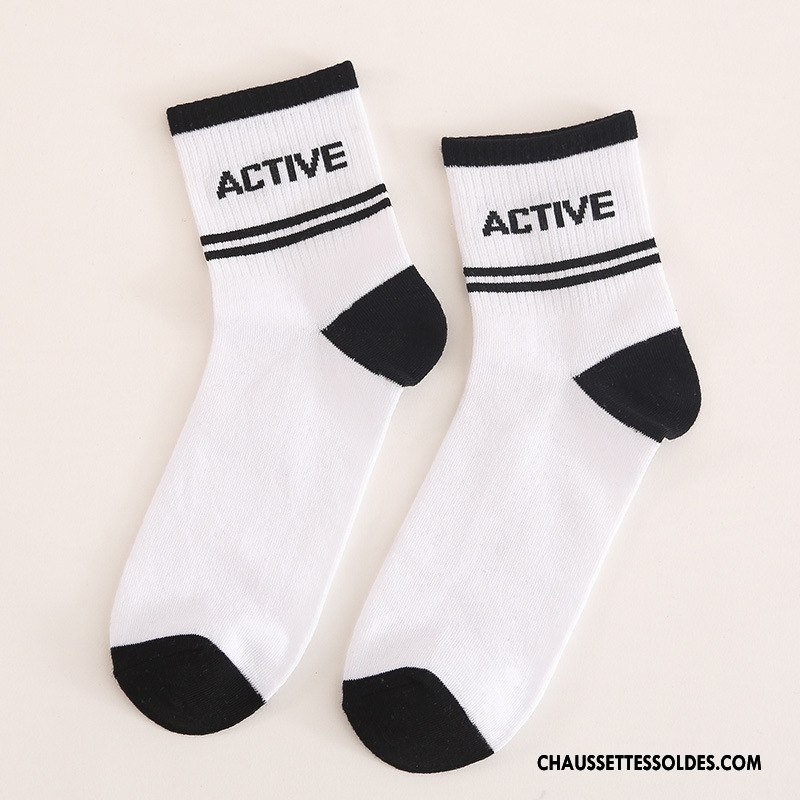 Chaussettes Mi Hautes Homme Le Nouveau L'automne Lettre 100% Coton Casual Hiver Noir