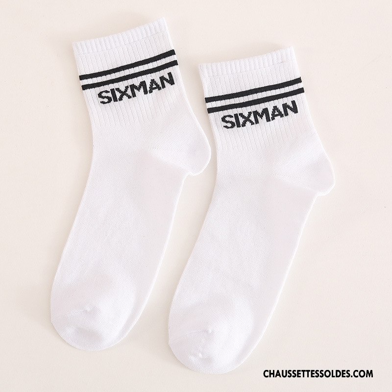 Chaussettes Mi Hautes Homme Le Nouveau L'automne Lettre 100% Coton Casual Hiver Noir