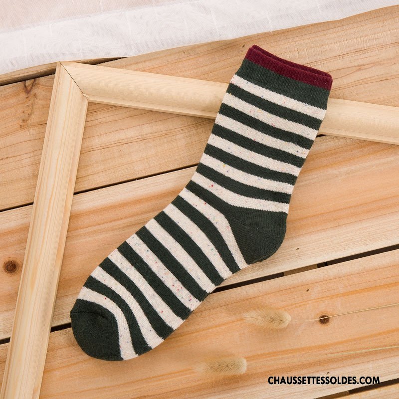 Chaussettes Mi Hautes Homme Le Nouveau Rayé L'automne De Travail Terry Casual Marron / Brun