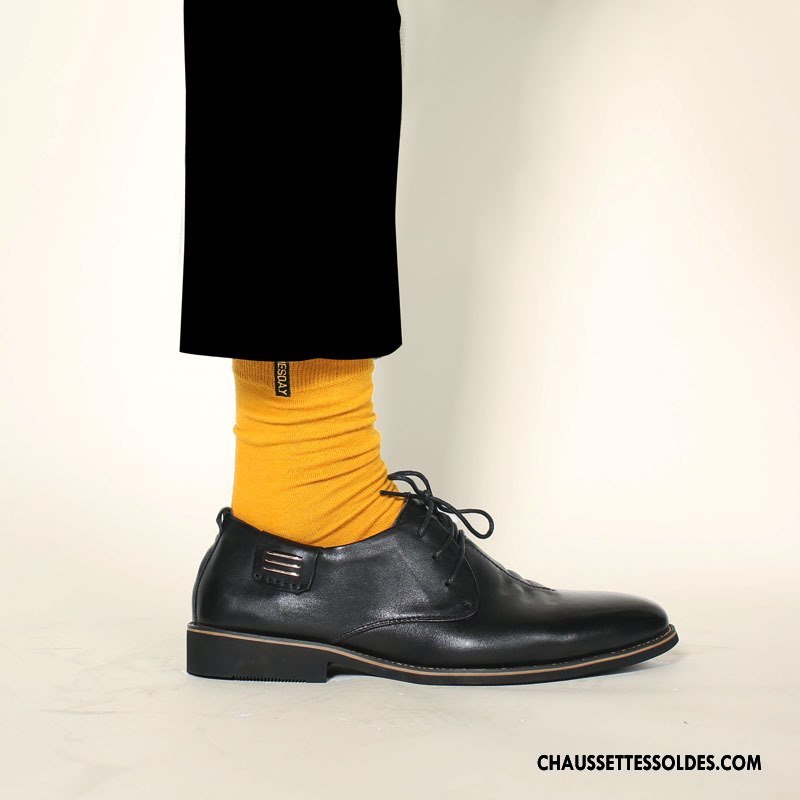 Chaussettes Mi Hautes Homme Le Nouveau Tendance Brodé Hiver Britanique Matelassé Jaune