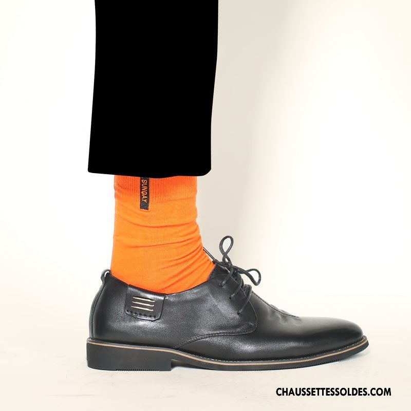 Chaussettes Mi Hautes Homme Le Nouveau Tendance Brodé Hiver Britanique Matelassé Jaune