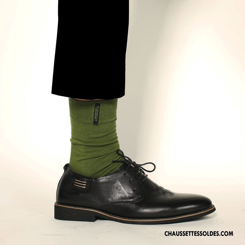 Chaussettes Mi Hautes Homme Le Nouveau Tendance Brodé Hiver Britanique Matelassé Jaune