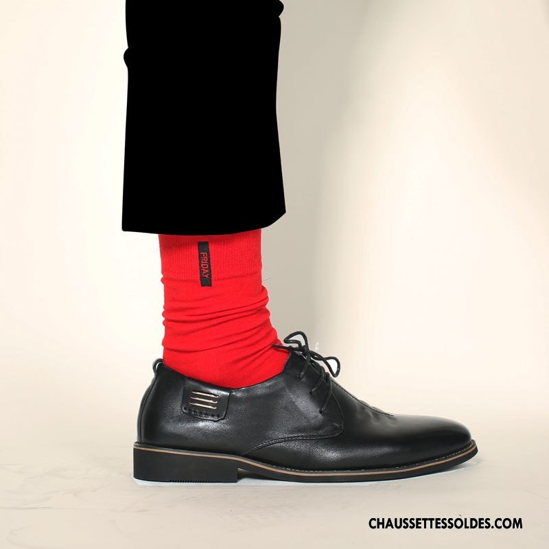 Chaussettes Mi Hautes Homme Le Nouveau Tendance Brodé Hiver Britanique Matelassé Jaune