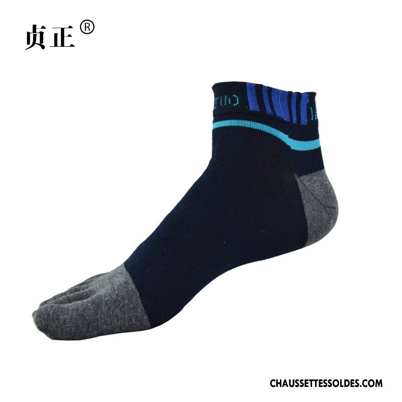 Chaussettes Mi Hautes Homme Lettre Toutes Les Saisons Absorber La Sueur Cinq Doigts Milieu Courte Noir