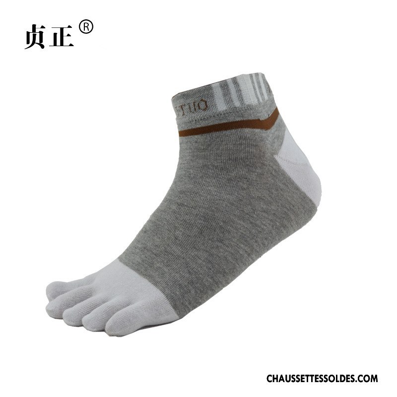 Chaussettes Mi Hautes Homme Lettre Toutes Les Saisons Absorber La Sueur Cinq Doigts Milieu Courte Noir