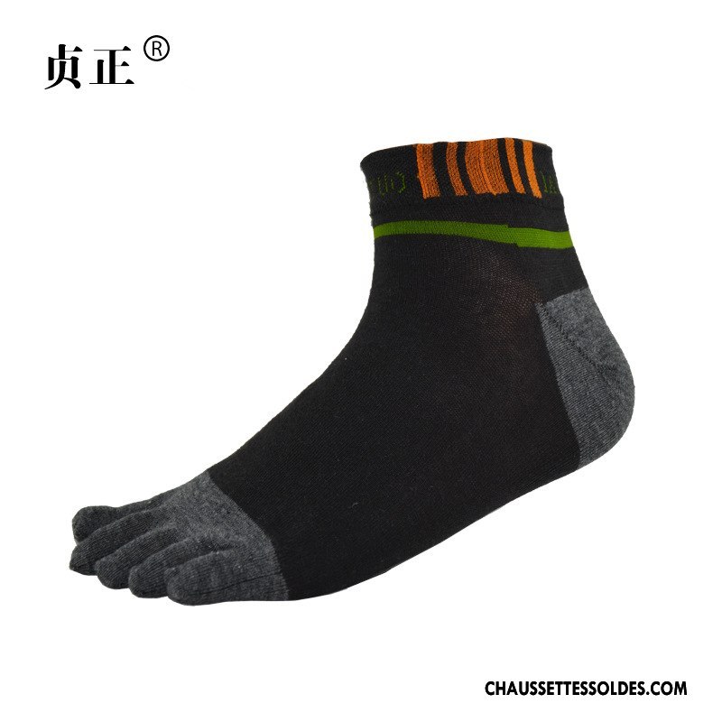 Chaussettes Mi Hautes Homme Lettre Toutes Les Saisons Absorber La Sueur Cinq Doigts Milieu Courte Noir