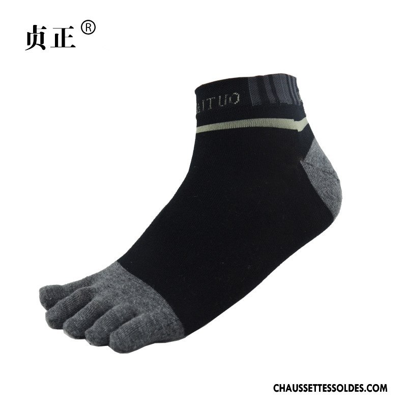 Chaussettes Mi Hautes Homme Lettre Toutes Les Saisons Absorber La Sueur Cinq Doigts Milieu Courte Noir