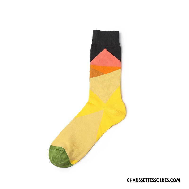 Chaussettes Mi Hautes Homme Long Stock Europe Nouvelles Arrivées Oiseau Chaussettes En Coton Fleurs Couleur De Contraste Noir
