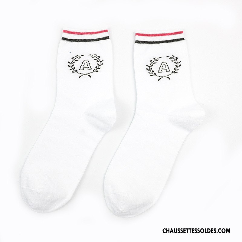 Chaussettes Mi Hautes Homme Loup Le Nouveau Naturel Hiver Lettre Vent D'université Noir