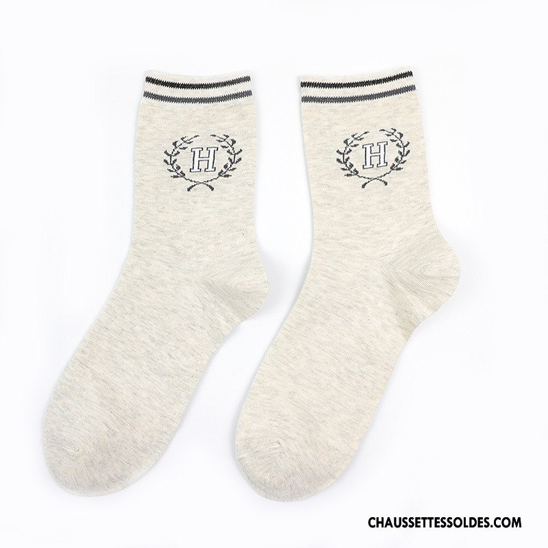 Chaussettes Mi Hautes Homme Loup Le Nouveau Naturel Hiver Lettre Vent D'université Noir