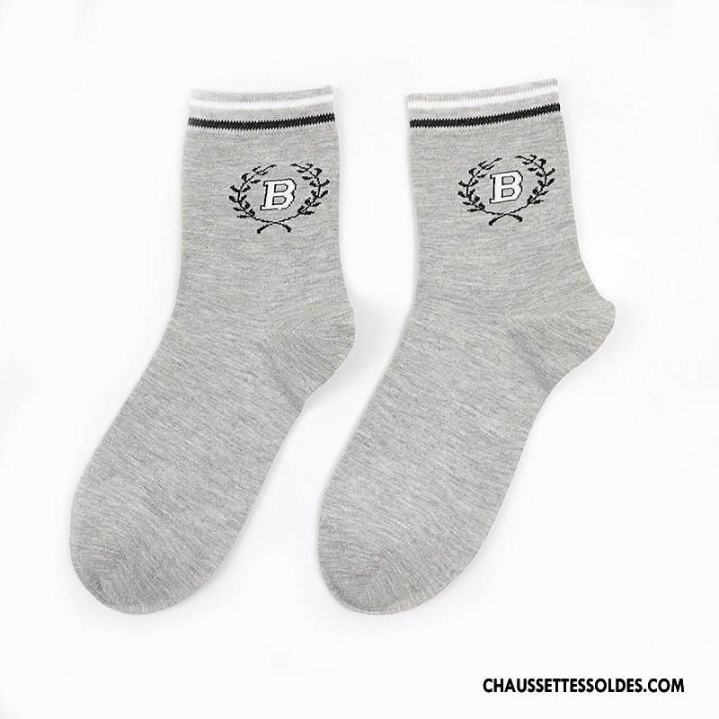 Chaussettes Mi Hautes Homme Loup Le Nouveau Naturel Hiver Lettre Vent D'université Noir