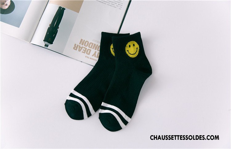Chaussettes Mi Hautes Homme Lovers Chaussette Courte 100% Coton Souriant Le Nouveau Mouvement Jaune