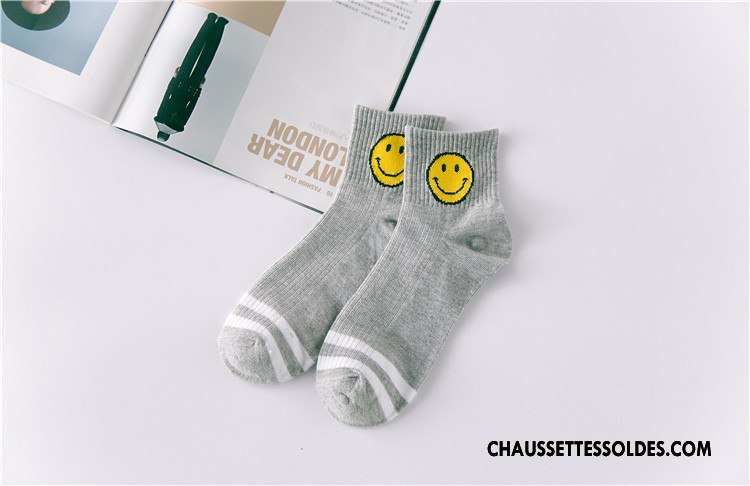 Chaussettes Mi Hautes Homme Lovers Chaussette Courte 100% Coton Souriant Le Nouveau Mouvement Jaune