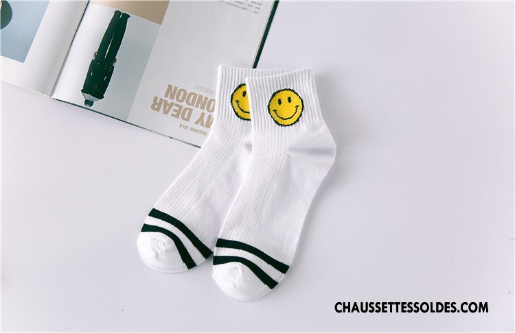 Chaussettes Mi Hautes Homme Lovers Chaussette Courte 100% Coton Souriant Le Nouveau Mouvement Jaune