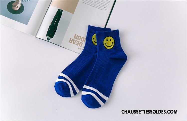 Chaussettes Mi Hautes Homme Lovers Chaussette Courte 100% Coton Souriant Le Nouveau Mouvement Jaune