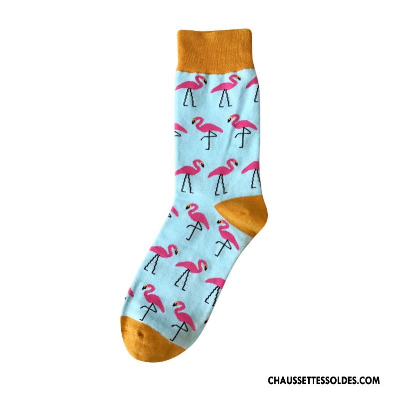 Chaussettes Mi Hautes Homme Lovers Long Stock Personnalité Britanique Dessin Animé 100% Coton Couleur De Contraste Bleu