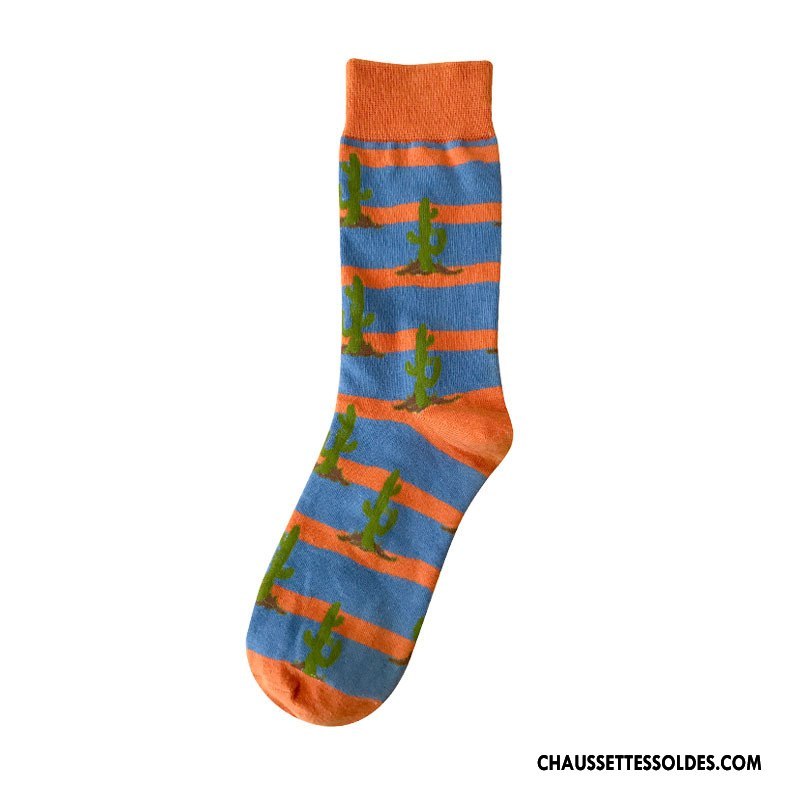 Chaussettes Mi Hautes Homme Lovers Long Stock Personnalité Britanique Dessin Animé 100% Coton Couleur De Contraste Bleu
