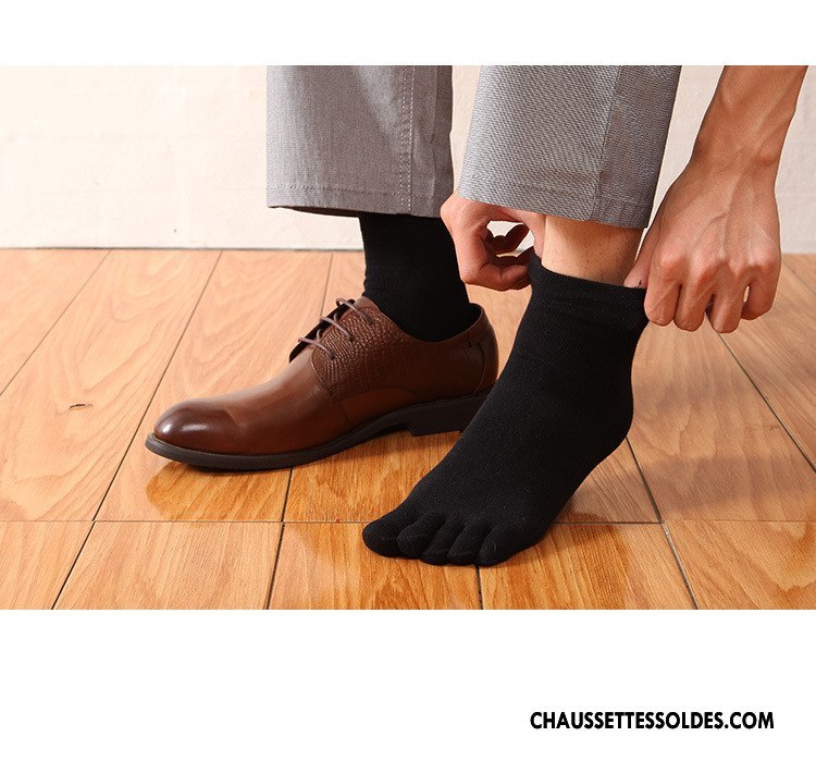 Chaussettes Mi Hautes Homme Légère Absorber La Sueur Été Milieu De Travail Chaussettes En Coton Pure Noir