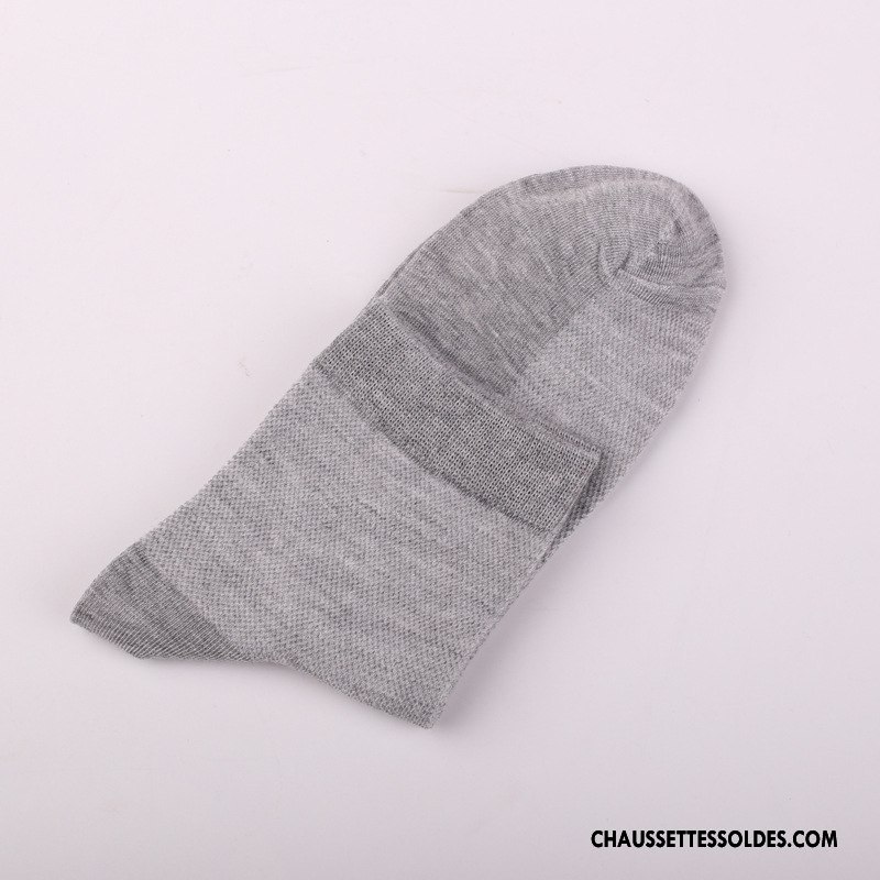 Chaussettes Mi Hautes Homme Légère Été Chaussettes En Coton Coton Bio Engrener Milieu Pure Noir