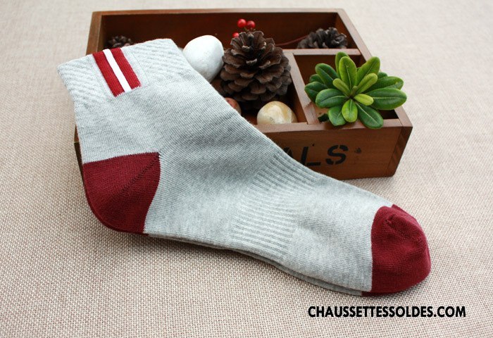 Chaussettes Mi Hautes Homme Matelassé Basket Printemps Le Nouveau Été Tendance Gris
