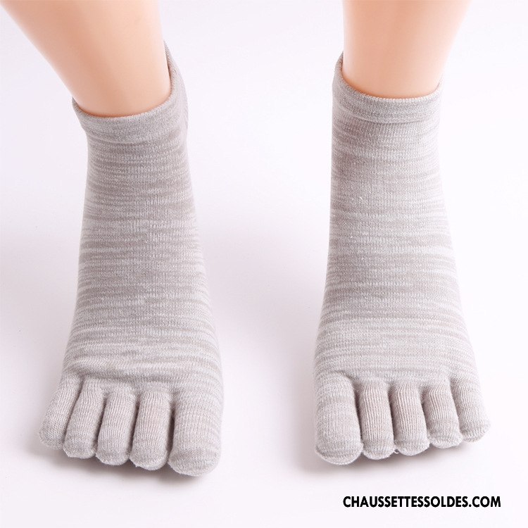 Chaussettes Mi Hautes Homme Matelassé Britanique Respirant Cinq Doigts Absorber La Sueur Style Gris
