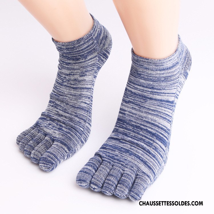 Chaussettes Mi Hautes Homme Matelassé Britanique Respirant Cinq Doigts Absorber La Sueur Style Gris