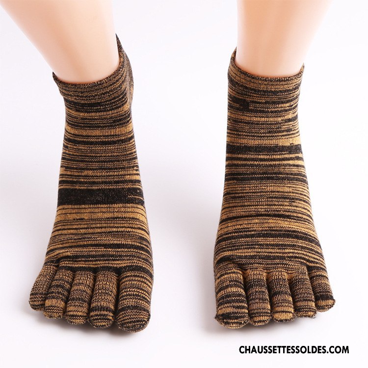 Chaussettes Mi Hautes Homme Matelassé Britanique Respirant Cinq Doigts Absorber La Sueur Style Gris