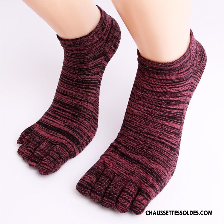 Chaussettes Mi Hautes Homme Matelassé Britanique Respirant Cinq Doigts Absorber La Sueur Style Gris