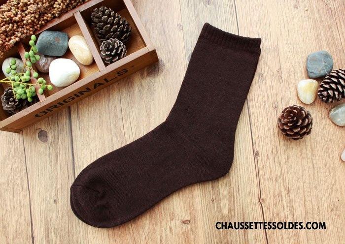 Chaussettes Mi Hautes Homme Matelassé Le Nouveau Hiver Serviette De Travail Renforcé Bordeaux