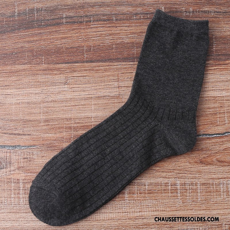 Chaussettes Mi Hautes Homme Milieu 100% Coton Hiver Le Nouveau L'automne Pure Gris