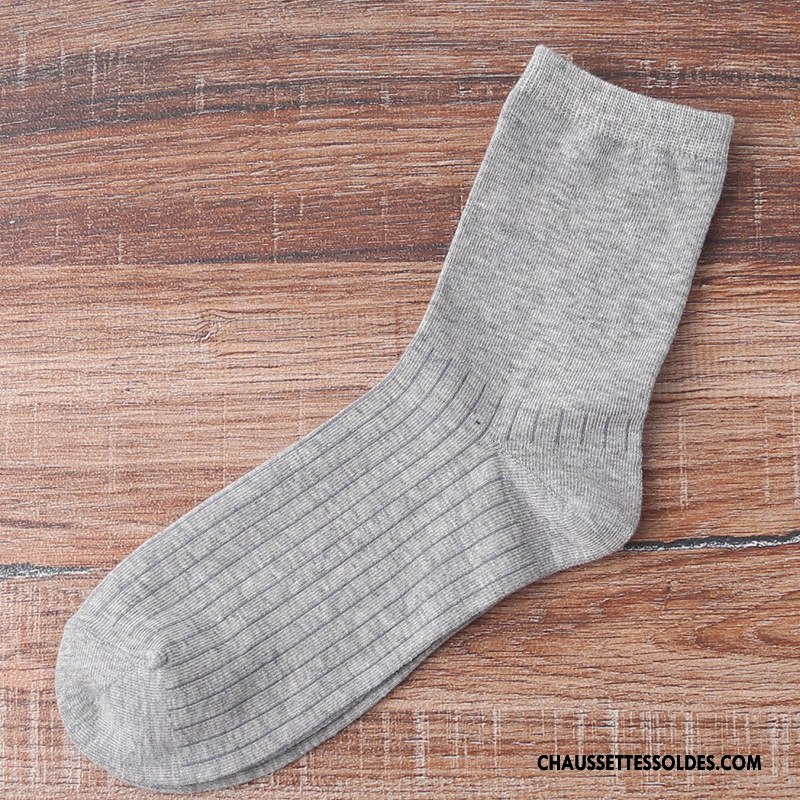 Chaussettes Mi Hautes Homme Milieu 100% Coton Hiver Le Nouveau L'automne Pure Gris