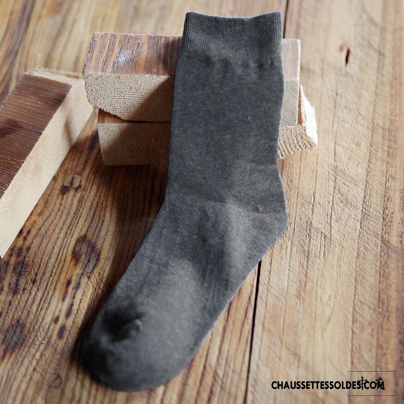 Chaussettes Mi Hautes Homme Milieu Anti-odeur De Travail Le Nouveau 100% Coton L'automne Pure Gris