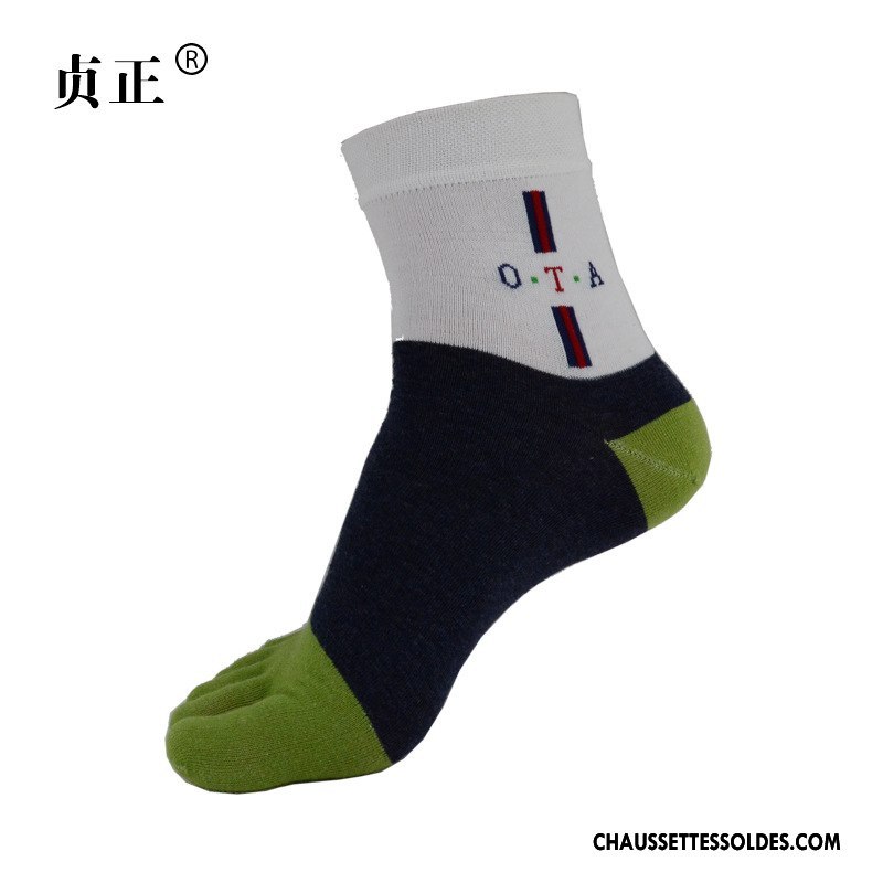 Chaussettes Mi Hautes Homme Milieu Anti-odeur Mince Simple Printemps Cinq Doigts Jaune