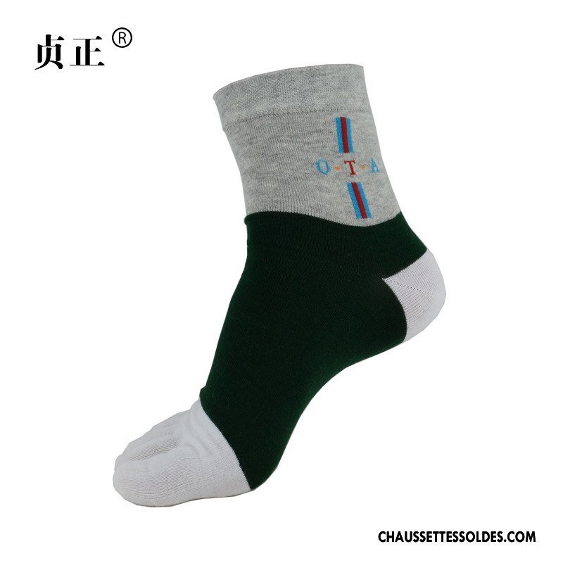 Chaussettes Mi Hautes Homme Milieu Anti-odeur Mince Simple Printemps Cinq Doigts Jaune
