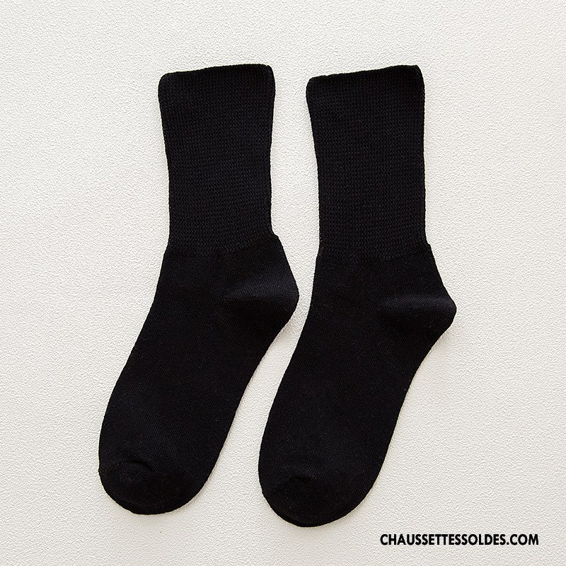 Chaussettes Mi Hautes Homme Milieu Bouche Libre Chaussettes En Coton Pure Noir