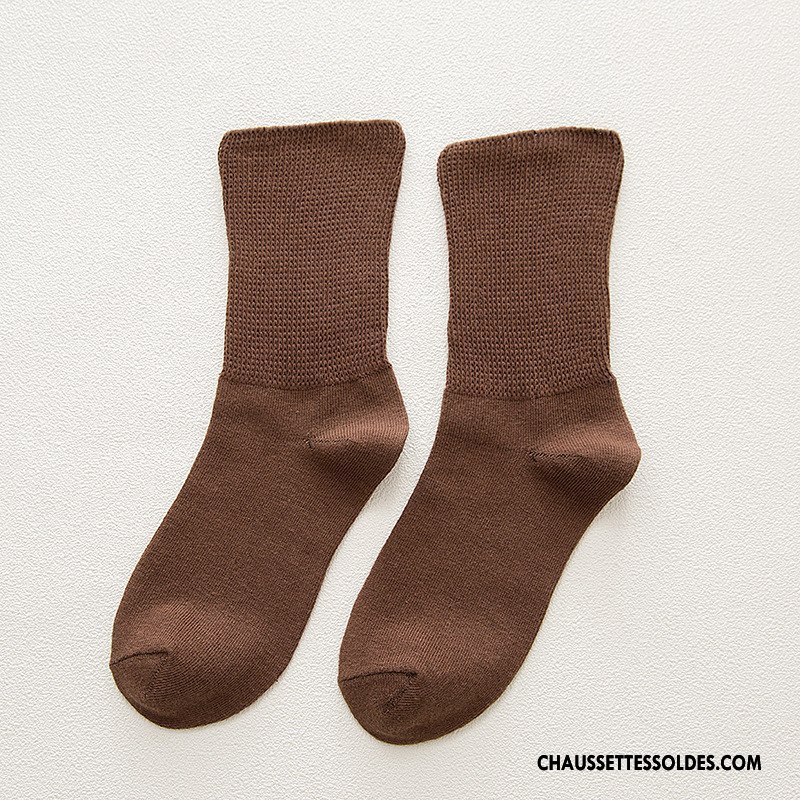Chaussettes Mi Hautes Homme Milieu Bouche Libre Chaussettes En Coton Pure Noir