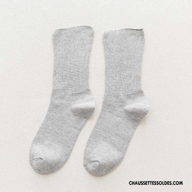 Chaussettes Mi Hautes Homme Milieu Bouche Libre Chaussettes En Coton Pure Noir