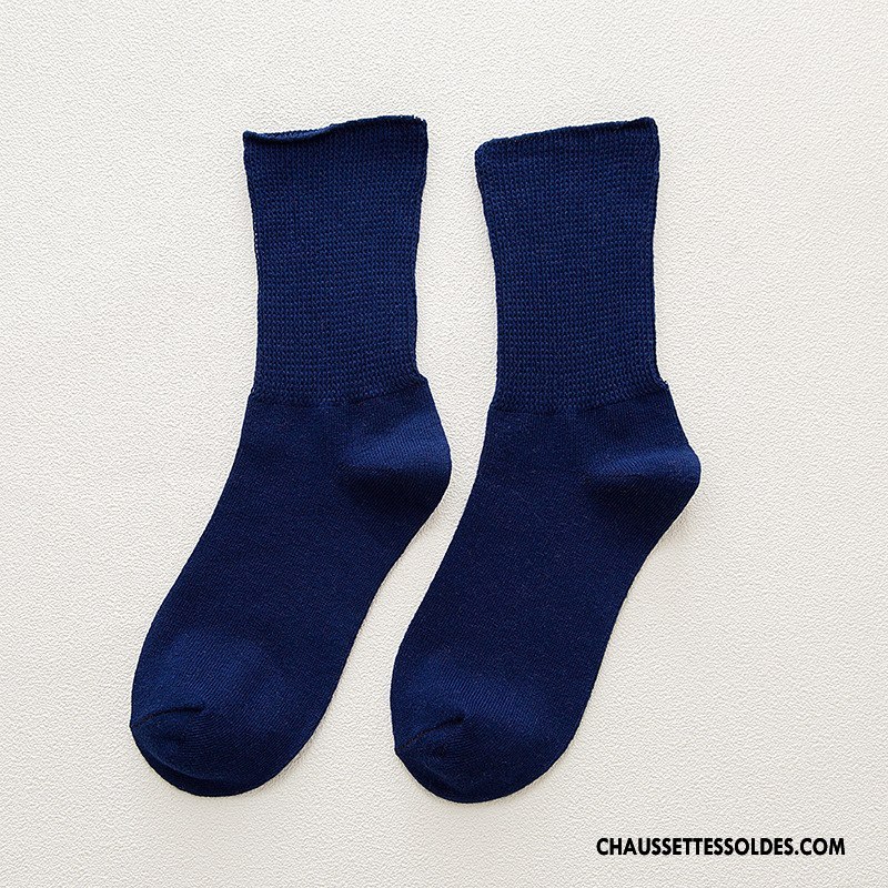 Chaussettes Mi Hautes Homme Milieu Bouche Libre Chaussettes En Coton Pure Noir