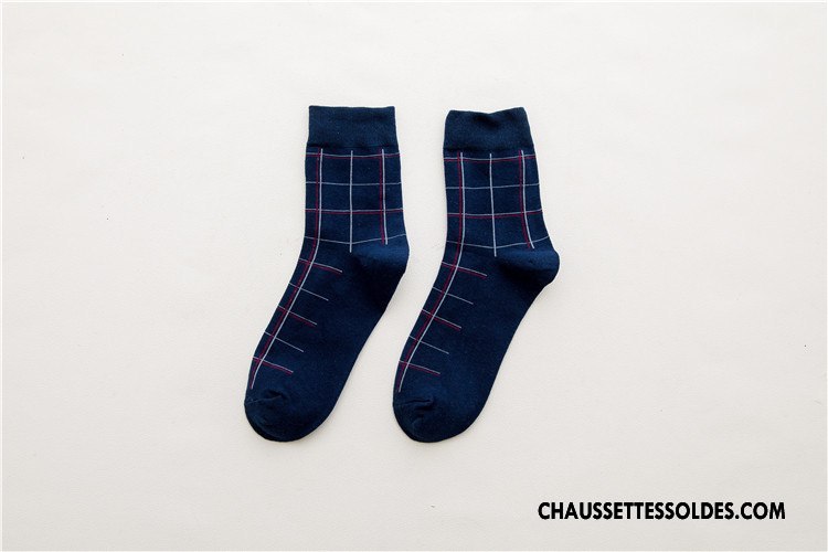 Chaussettes Mi Hautes Homme Milieu Chaussette Courte Coton Bio Le Nouveau L'automne 100% Coton Bleu