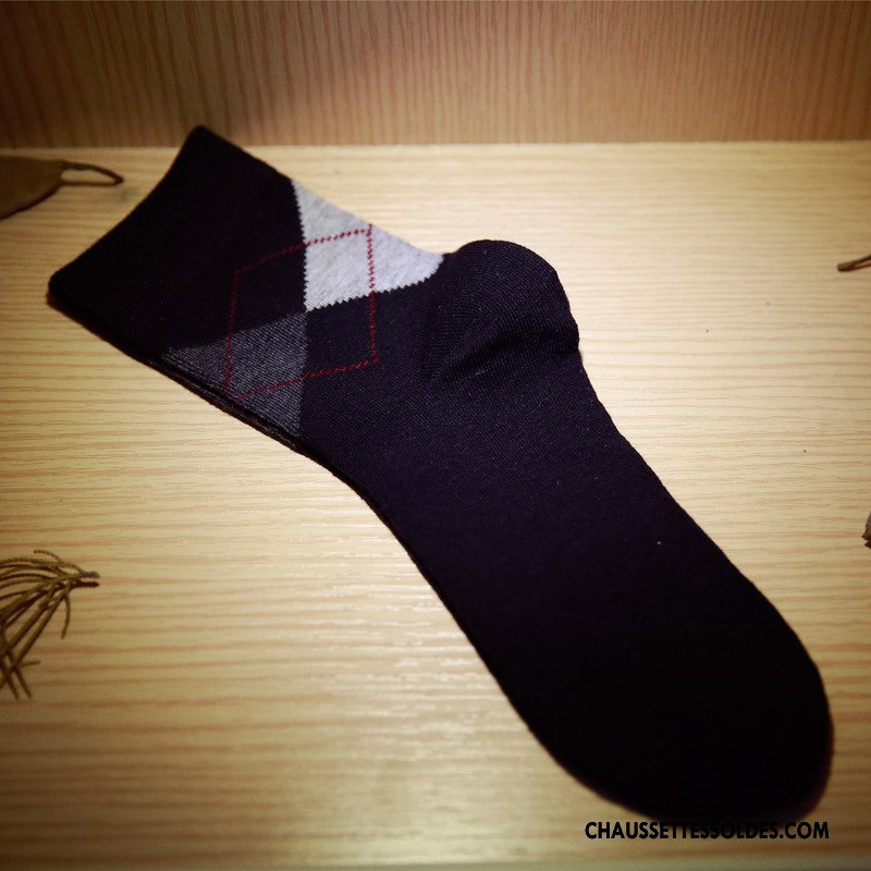 Chaussettes Mi Hautes Homme Milieu Chaussettes En Coton Absorber La Sueur Toutes Les Saisons De Travail Respirant Bleu