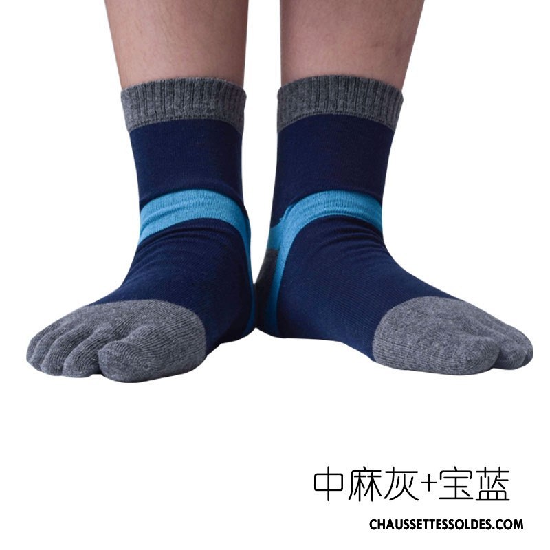 Chaussettes Mi Hautes Homme Milieu Chaussettes En Coton Toutes Les Saisons Respirant Cinq Doigts Mouvement Couleurs Mixtes Vert
