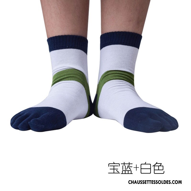 Chaussettes Mi Hautes Homme Milieu Chaussettes En Coton Toutes Les Saisons Respirant Cinq Doigts Mouvement Couleurs Mixtes Vert